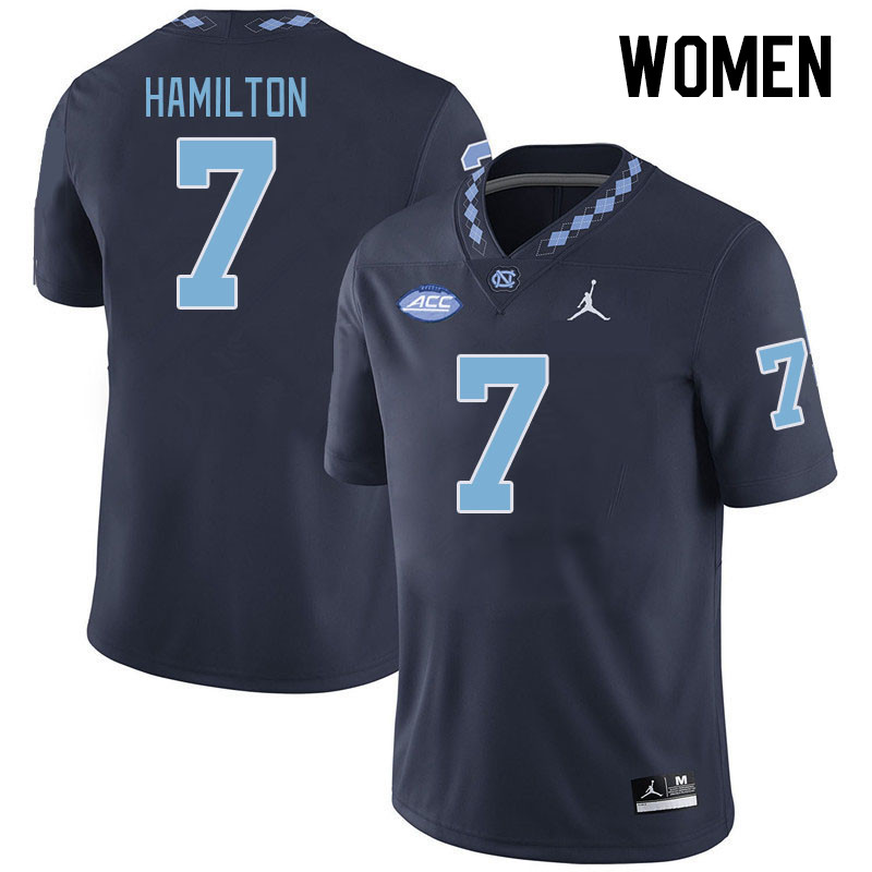 Women #7 Christian Hamilton North Carolina Tar Heels College Football Jerseys Stitched-Navy